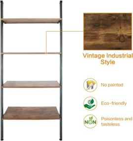 img 1 attached to 📚 TOPNEW Ladder Shelf: 4-Tier Vintage Bookcase and Multipurpose Plant Flower Stand - Rustic Wood Storage Organizer Display Rack