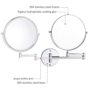 img 2 attached to GURUN 8-Inch Dual Arm Wall Mount Makeup Mirror, Chrome Finish M1309 (8in, 10x Magnification)