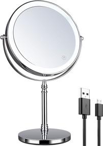 img 4 attached to 💄 Rechargeable 10X Magnifying Makeup Mirror with Lights – Quinskkin Lighted Mirror, 8-Inch, Adjustable Brightness, 3 Color LED, 360° Swivel – Vanity Cosmetic Beauty Mirror