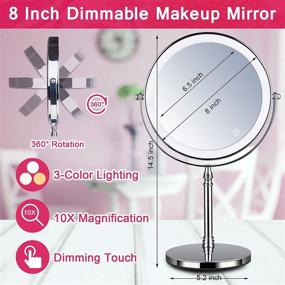 img 3 attached to 💄 Rechargeable 10X Magnifying Makeup Mirror with Lights – Quinskkin Lighted Mirror, 8-Inch, Adjustable Brightness, 3 Color LED, 360° Swivel – Vanity Cosmetic Beauty Mirror