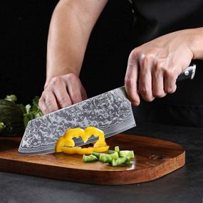 img 2 attached to 🔪 Turwho Professional Cleaver Knife 7.5 Inch - Premium Japanese VG-10 Steel with Classic Damascus Pattern