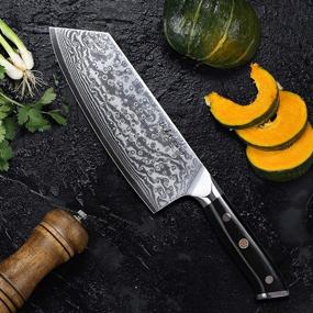 img 1 attached to 🔪 Turwho Professional Cleaver Knife 7.5 Inch - Premium Japanese VG-10 Steel with Classic Damascus Pattern