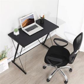 img 1 attached to 💻 CozyCasa Small Computer Desk: Modern & Simple Home Office Table for Small Spaces with Metal Frame in Black