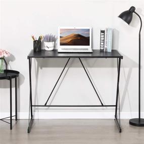 img 2 attached to 💻 CozyCasa Small Computer Desk: Modern & Simple Home Office Table for Small Spaces with Metal Frame in Black