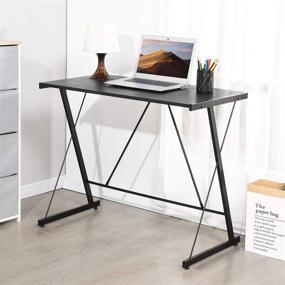 img 3 attached to 💻 CozyCasa Small Computer Desk: Modern & Simple Home Office Table for Small Spaces with Metal Frame in Black