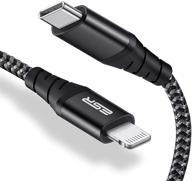 🔌 esr usb-c кабель lightning: 7.8 дюйма быстрая зарядка для iphone 13/12/11 - сертифицированный mfi, оплетка из нейлона, черный логотип