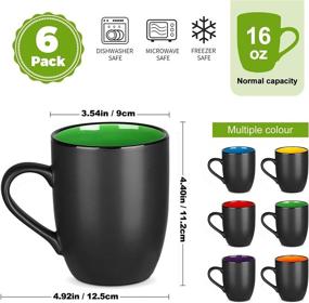 img 3 attached to ☕ DeeCoo 6 Pack Large Coffee Mug Set - 16 Ounces, Matte Black Porcelain Mugs for Coffee, Tea, Juice, Cocoa