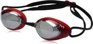 tyr blackhawk racing mirrored swimming goggles, silver/red/black, one size logo