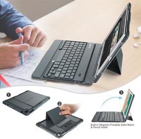 img 2 attached to 📱 Nulaxy iPad 9.7 Case Keyboard with Detachable Wireless Keyboard, Auto Sleep/Wake, Built-in Stand & Pencil Holder. Compatible with iPad 9.7 2018, iPad 9.7 2017, iPad Pro 9.7, iPad Air 2 & 1 in Grey