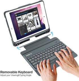 img 1 attached to 📱 Nulaxy iPad 9.7 Case Keyboard with Detachable Wireless Keyboard, Auto Sleep/Wake, Built-in Stand & Pencil Holder. Compatible with iPad 9.7 2018, iPad 9.7 2017, iPad Pro 9.7, iPad Air 2 & 1 in Grey