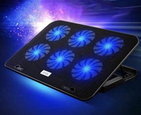 img 2 attached to 🖥️ 6 Ultra-Quiet Fans Portable Laptop Cooling Pad with Slim Design, Blue LED Lights Laptop Cooling Fan