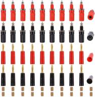 🔌 40pcs black and red 4mm banana speaker wire cable screw plugs with amplifier terminal connector binding post banana plug jack socket panel/chassis mount connectors set - pack of 10 each logo
