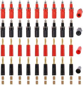 img 4 attached to 🔌 40pcs Black and Red 4mm Banana Speaker Wire Cable Screw Plugs with Amplifier Terminal Connector Binding Post Banana Plug Jack Socket Panel/Chassis Mount Connectors Set - Pack of 10 Each