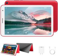 📱 red 8 inch tablet with android 10.0 os, 3gb ram, 32gb rom, quad-core processor, dual camera, wifi - expandable up to 128gb logo