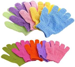 img 4 attached to Premium Exfoliating Bath Gloves: 5 Pairs for Gentle Spa-like Experience - Shower, Face, & Body (5 Color Options)