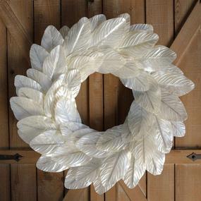 img 2 attached to 🏡 Elevate Your Home Decor with the Idyllic Ivory Magnolia Leaves Wreath - 18 Inches of Vintage Farmhouse Elegance for Your Front Door or Centerpiece