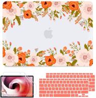 🌸 may chen macbook air 13 inch case 2019 2018 release a2337 m1 a1932 a2179, frosted rubberized matte hard shell & keyboard cover for macbook air 13 retina display and touch id, abstract floral pattern logo