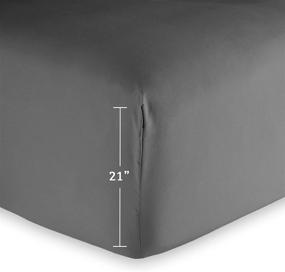 img 2 attached to Bare Home Full Extra Long Fitted Sheet - Extra Deep Pocket - High-Quality 1800 Microfiber - Ultra-Soft Wrinkle-Free - Full XL Deep Pocket Fitted Bottom Sheets (Full XL - 21&#34; Pocket, Grey)