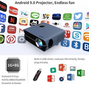 img 3 attached to 📽️ WiFi Projector Android 9.0 OS, 6000 Lumen Full HD 1080P Outdoor Movie Projector with Bluetooth, LAN Control Wireless Smart Projector Supporting 4D Keystone, Zoom, Mirroring - Ideal Data Projector for Meetings