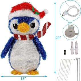 img 3 attached to 🐧 Prsildan 3D Penguin Christmas Decoration Light with 35 Lights, 20"x13" Tinsel, Hat & Scarf - Indoor Outdoor Holiday Decor for Home, Kitchen, Yard, Garden, Winter Party