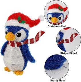 img 2 attached to 🐧 Prsildan 3D Penguin Christmas Decoration Light with 35 Lights, 20"x13" Tinsel, Hat & Scarf - Indoor Outdoor Holiday Decor for Home, Kitchen, Yard, Garden, Winter Party