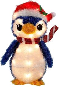 img 4 attached to 🐧 Prsildan 3D Penguin Christmas Decoration Light with 35 Lights, 20"x13" Tinsel, Hat & Scarf - Indoor Outdoor Holiday Decor for Home, Kitchen, Yard, Garden, Winter Party