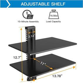 img 2 attached to 📺 PERLESMITH Floating AV Shelf - Wall Mount TV Shelf for Xbox, Projector, WiFi Router, Game Console and Cable Box - Holds up to 16.5lbs - DVD DVR Component Shelf - PSDSK2