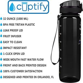 img 2 attached to 🌻 Thin Blue Line Sunflower Police Gifts for Men: 32 oz 1 Liter Motivational Tracking Water Bottle with Time Marker - Black Gloss Finish, Perfect for Graduation and Law Enforcement