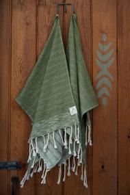 img 1 attached to 🌿 Zilenca Turkish Decorative Hand Towels (Set of 2) for Bathroom and Kitchen - Farmhouse and Boho Decor, Large 100% Cotton Towel Sets - Birch Collection, 16x40, Olive Green