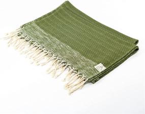 img 3 attached to 🌿 Zilenca Turkish Decorative Hand Towels (Set of 2) for Bathroom and Kitchen - Farmhouse and Boho Decor, Large 100% Cotton Towel Sets - Birch Collection, 16x40, Olive Green