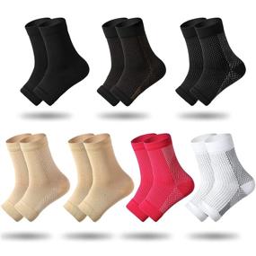 img 4 attached to 🧦 7 Pairs Compression Foot Sleeves: Ankle Compression Socks for Foot & Heel Pain Relief with Arch Support - Men & Women (Size L, Size XL)