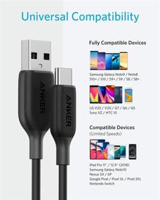 img 2 attached to Анкер Powerline III USB-C кабель (10 футов) - быстрый зарядный шнур для Samsung Galaxy S10/S9 Plus/S8 Plus, LG V20 G7 G6 G5, Sony XZ и других устройств - USB Type C к USB-A