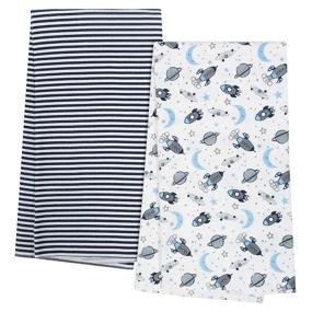 img 3 attached to GERBER Organic 4-Pack Navy Space Flannel Blankets: Cozy and Sustainable Essentials for Your Little One