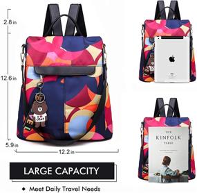 img 2 attached to 🎒 Colorful Retro Ladies Multifunctional Oxford Cloth Anti-Theft Waterproof Travel Backpack