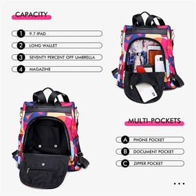 img 1 attached to 🎒 Colorful Retro Ladies Multifunctional Oxford Cloth Anti-Theft Waterproof Travel Backpack