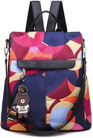 img 4 attached to 🎒 Colorful Retro Ladies Multifunctional Oxford Cloth Anti-Theft Waterproof Travel Backpack