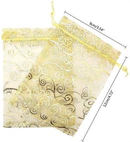 img 2 attached to 50 PCS/Set Party Wedding Favor Bags, Luxury Jewelry Candy Gift Bags with Champagne Drawstring, Velvet Pouches with Drawstring, Gold Line Sheer Organza Drawstring Pouches