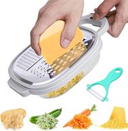 easy-to-use kitchen cheese grater with container, 🧀 lid - ideal for cheese, vegetables, and ginger logo