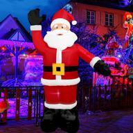 🎅 enchant your yard with decfine 8 feet christmas inflatable santa claus – illuminated blow up decoration with fan & ropes (03-santa) logo