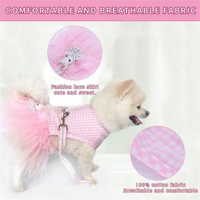 img 2 attached to SunteeLong Pet Dog Dress Clothes: Pink Plaid Princess Dog Skirt with Leash and Sweetie Bowknot- Ideal for Small Dogs, Cats, and Puppies!