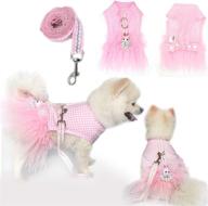 sunteelong pet dog dress clothes: pink plaid princess dog skirt with leash and sweetie bowknot- ideal for small dogs, cats, and puppies! логотип