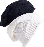 double-pack unisex winter slouchy beanie: soft knit hat for women and men logo