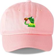 🐸 marthasky kermit the frog sipping tea adjustable strapback cap: fashionable and trendy headwear for frog lovers logo