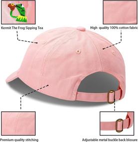 img 2 attached to 🐸 Marthasky Kermit The Frog Sipping Tea Adjustable Strapback Cap: Fashionable and Trendy Headwear for Frog Lovers