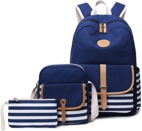 img 4 attached to 🎒 FLYMEI Cute Backpack for Girls: 3-in-1 Daily Carry School Backpack Set, Lightweight Fashion Bookbag for Women with 15-inch Laptop Compartment - Girl Classic Blue