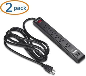 img 3 attached to 🔌 Cable Matters 2-Pack 6 Outlet Surge Protector Power Strip with USB Charging Ports and 8ft Long Extension Cord in Black