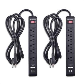 img 4 attached to 🔌 Cable Matters 2-Pack 6 Outlet Surge Protector Power Strip with USB Charging Ports and 8ft Long Extension Cord in Black