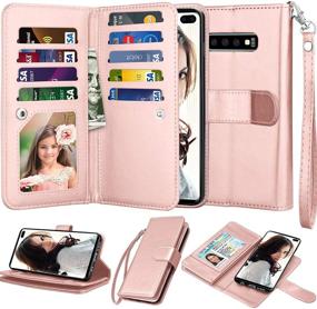 img 4 attached to 📱 Njjex Wallet Case: PU Leather, 9 Card Slots, Magnetic Phone Cover for Galaxy S10 Plus