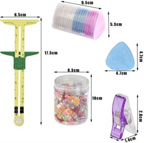 img 3 attached to 🧵 ATPWONZ Sewing Measuring Tools Kit: 5-in-1 Sliding Gauge, Multipurpose Sewing Clips, Triangle Chalks - Essential Sewing Notions & Accessories for Beginners