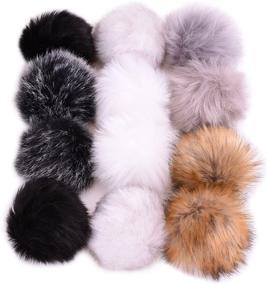 img 4 attached to 🦊 JINSEY Faux Fox Fur Fluffy Pompom Ball: Enchant Your Hat, Shoes, Scarves, and Bag!